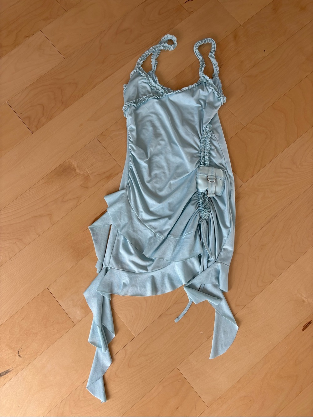 I.AM.GIA Pastel Blue Ruched Mini Slip Dress